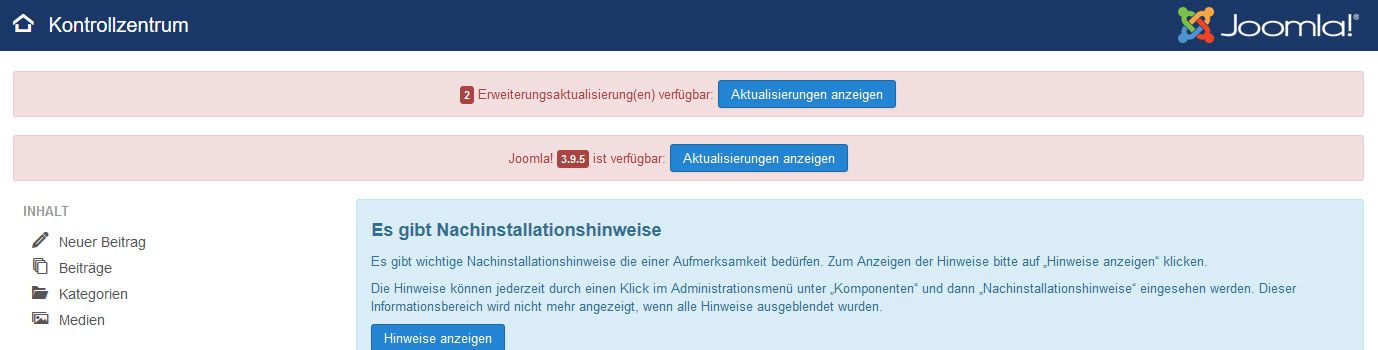 Joomla Wartung und Update